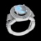 6.37 Ctw VS/SI1 Rainbow Moonstone And Diamond 14K White Gold Engagement Rin