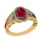 1.61 Ctw VS/SI1 Ruby and Diamond 14k Yellow Gold Engagement Halo Ring (LAB