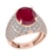 6.72 Ctw VS/SI1 Ruby And Diamond 14K Rose Gold Engagement Ring