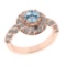 1.03 Ctw VS/SI1 Blue Topaz and Diamond Set 10K Rose Gold Engagement Ring (A