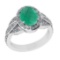 3.26 Ctw VS/SI1 Emerald and Diamond 14k white Gold Engagement Ring (ALL DIA