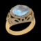 6.39 Ctw VS/SI1 Rainbow Moonstone And Diamond 14K Yellow Gold Engagement Ri