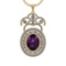 19.91 Ctw VS/SI1 Amethyst and Diamond 14K Yellow Gold Pendant (ALL DIAMOND