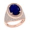 7.50 Ctw VS/SI1 Blue Sapphire And Diamond 14K Rose Gold Engagement Ring