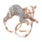6.31 Ctw SI2/SI1 Diamond Prong Set 14k Rose Gold Creature animal theme Ring
