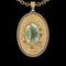 15.54 Ctw VS/SI1 Green Amethyst And Diamond 14k Yellow Gold Pendant Neklace