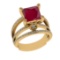 2.70 Ctw VS/SI1 Ruby And Diamond 14k Yellow Gold Engagement Ring (ALL DIAMO