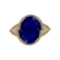 5.60 Ctw VS/SI1 Blue Sapphire And Diamond 14k Yellow Gold Engagement Ring (