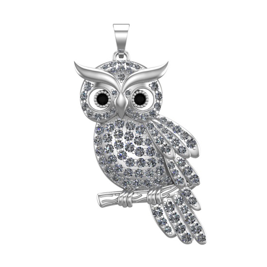 1.92 Ctw SI1/SI2 Diamond 14k white Gold Creature Pendant(ALL DIAMOND ARE LA