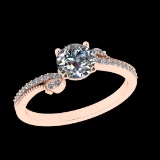 1.02 Ctw VS/SI1 Diamond Prong Set 18k Rose Gold Engagement Ring (ALL DIAMON