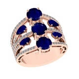4.22 Ctw VS/SI1 Blue Sapphire and Diamond 14k Rose Gold Engagement Ring (AL