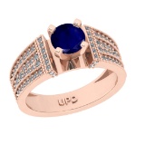 1.26 Ctw VS/SI1 Blue Sapphire and Diamond 14k Rose Gold Engagement Ring (AL