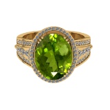 5.60 Ctw VS/SI1 Peridot And Diamond 14K Yellow Gold Engagement Ring( ALL DI