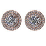 1.40 Ctw VS/SI1 Diamond 14k Rose Gold Stud Earrings (ALL DIAMOND ARE LAB GR