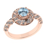 1.03 Ctw VS/SI1 Blue Topaz and Diamond Set 10K Rose Gold Engagement Ring (A