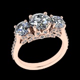 3.93 Ctw VS/SI1 Diamond Prong Set 18k Rose Gold Engagement Ring (ALL DIAMON