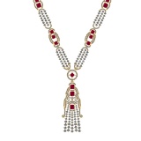 10.25 Ctw VS/SI1 Ruby and Diamond 14k Yellow Gold Necklace ALL DIAMOND ARE