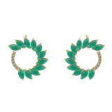 3.18 Ctw VS/SI1 Emerlad And Diamond 14K Yellow Gold Earrings (ALL DIAMOND A