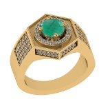 1.42 Ctw VS/SI1 Emerald and Diamond 14K Yellow Gold Engagement Ring (ALL DI