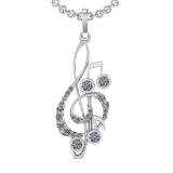 0.81 Ctw SI2/SI1 Diamond 14k White Gold musical instruments theme Pendant (