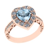 2.52 Ctw VS/SI1 Blue Topaz And Diamond 14K Rose Gold Engagement Ring( ALL D