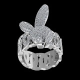 1.40 Ctw VS/SI1 Diamond 10k White Gold rabbit theme Ring (ALL DIAMOND ARE L
