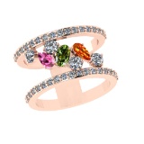 1.72 Ctw VS/SI1 Multi Sapphire and Diamond 14k Rose Gold Engagement Ring (A