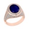 4.70 Ctw VS/SI1 Blue Sapphire and Diamond Prong Set 14K Rose Gold Engagemen