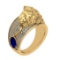 1.57 Ctw VS/SI1 Blue Sapphire and Diamond 14K Yellow Gold Engagement Ring (