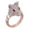 2.31 Ctw VS/SI1 Ruby and Diamond 14k Rose Gold Animal theme Ring (ALL DIAMO