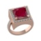 3.35 Ctw VS/SI1 Ruby and Diamond 14k Rose Gold Engagement Ring (ALL DIAMOND