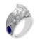 1.57 Ctw VS/SI1 Blue Sapphire and Diamond 14K White Gold Engagement Ring (A
