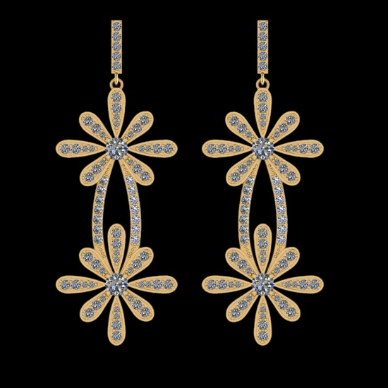6.20 Ctw VS/SI1 Diamond 10K Yellow Gold Dangling Earrings