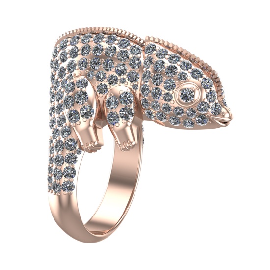 4.59 Ctw SI2/SI1 Diamond Prong Set 14k Rose Gold Creature animal theme Ring