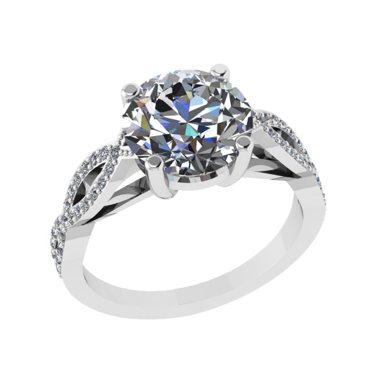 2.44 Ctw VS/SI1 Diamond 14K White Gold Engagement Ring (ALL DIAMOND ARE LAB