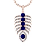 4.60 Ctw VS/SI1 Blue Sapphire and Diamond 14k Rose Gold Pandant (ALL DIAMON