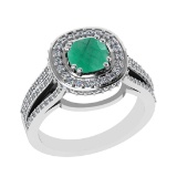 1.81 Ctw VS/SI1 Emerald and Diamond 14k White Gold Engagement Halo Ring (LA
