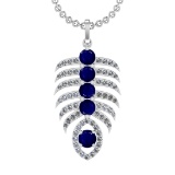 4.60 Ctw VS/SI1 Blue Sapphire and Diamond 14k white Gold Pandant (ALL DIAMO