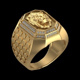 0.41 Ctw VS/SI1 Diamond Prong Set 18k Yellow Gold Creature theme Ring (ALL