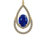 15.76 Ctw SI1/SI2 Tanzanite and Diamond 14k Yellow Gold Pandant (ALL DIAMON
