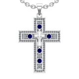 1.96 Ctw VS/SI1 Blue Sapphire and Diamond 14k white Gold Pandant Necklace (
