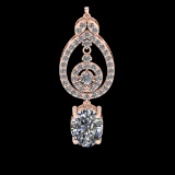 6.87 Ctw VS/SI1 Diamond Prong Set 18k Rose Gold Pendant (ALL DIAMOND ARE LA