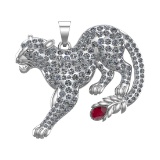 6.61 Ctw VS/SI1 Ruby and Diamond 14k white Gold creature theme panther Pend