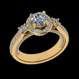 1.26 Ctw VS/SI1 Diamond Prong Set 18K Yellow Gold Engagement Ring
