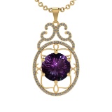 24.56 Ctw VS/SI1 Amethyst and Diamond 14K Yellow Gold Pendant (ALL DIAMOND