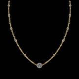 13.49 Ctw VS/SI1 Diamond 10k Yellow Gold Yard Necklace (ALL DIAMOND ARE LAB