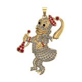 2.30 Ctw SI1/SI2 Diamond 14k Yellow Gold Anime themed Pendant(ALL DIAMOND A