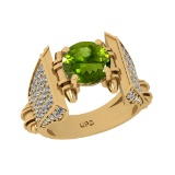 3.62 Ctw VS/SI1 Peridot and Diamond Set 10K Yellow Gold Engagement Ring (AL