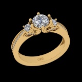 1.40 Ctw VS/SI1 Diamond Prong Set 18K Yellow Gold Engagement Ring