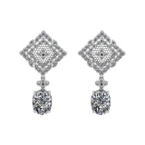 12.19 Ctw VS/SI1 Diamond Prong Set 14K white Gold Dangle Stud Earrings (ALL